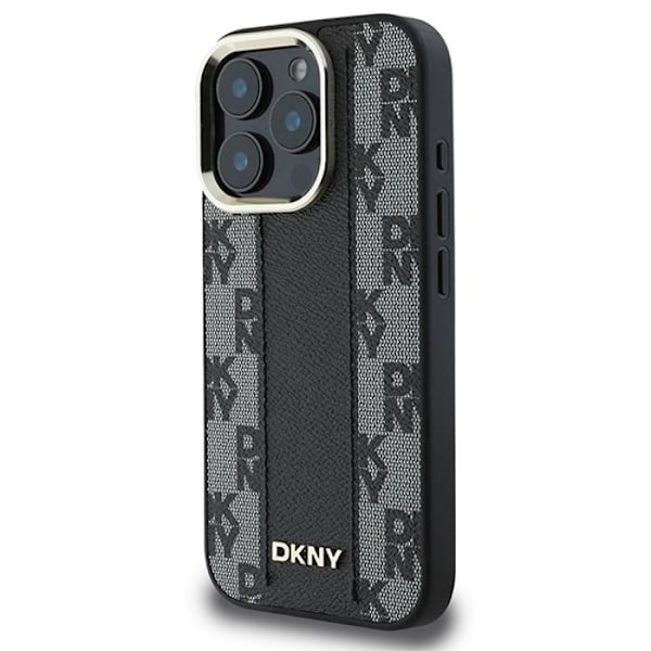 IPhone 16 Pro-fodral - DKNY läder hårdskal rutmönster Magsafe (DKHMP16LPCPVSLK) - Noir svart
