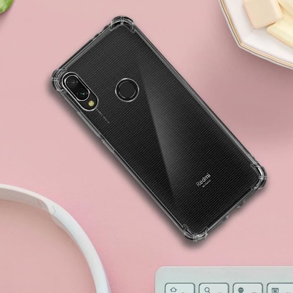 Coque - AVIZAR - Xiaomi Redmi 7 - Stødbeskyttelse - Forstærkede hjørner - Transparent Hvid Klar vit