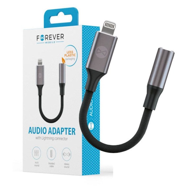 Lightning Miesaudioadapteri 3.5mm Naisele Forever Musta