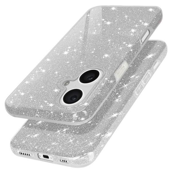iPhone 16 kotelo AVIZAR Silver Glitter - Naarmuuntumaton ja iskunkestävä Grå