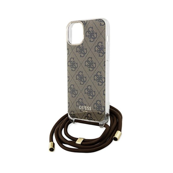 Guess Crossbody Cord 4G Print - kotelo iPhone 15:lle (ruskea)