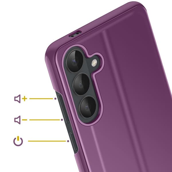 Spejl Etui til Galaxy S26 med Smart View Vindue og Foldbart Stativ Lilla Violett