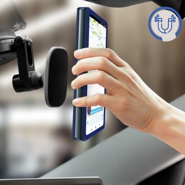 Coque - AVIZAR - Galaxy Z Fold 4 - Bi-materiale - Metalring - Video Støtte Blå