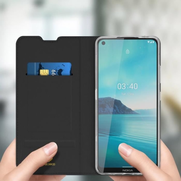 Housse - DUX DUCIS - Nokia 3.4 - Øko-læder - Støttefunktion - Kortfælle Svart