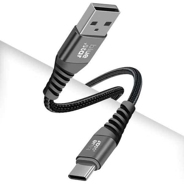 USB til USB-C-kabel 3A ladesynkronisering Nylonflettet 1,2 m Blå Stjerne Sort Svart
