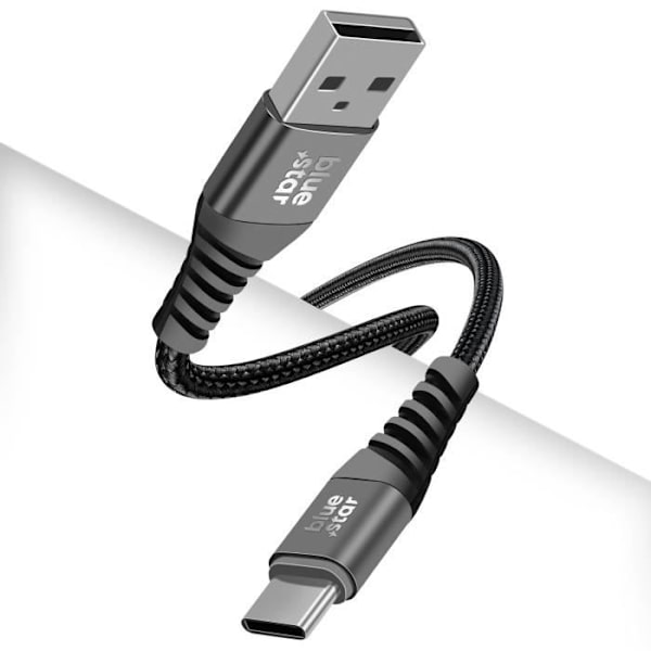 USB-USB-C-kaapeli 3A Lataussynkronointi Nylon punottu 1,2 m Blue Star Musta Svart