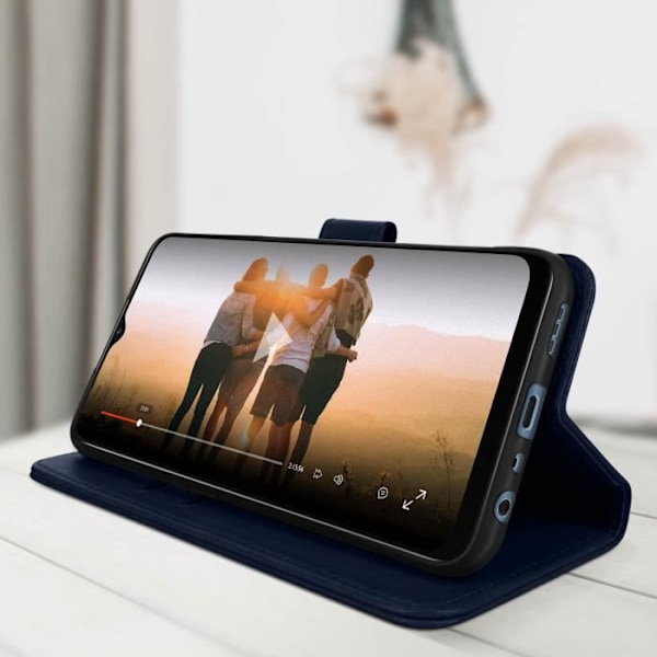 Housse Oppo A16 och A16s - AVIZAR - Portföljfodral - Videostöd funktion - Mörkblå Midnattsblå