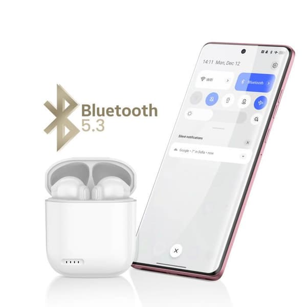 Bluetooth-hörlurar 5.3 Laddningsfodral 18h Kontrollknapp Akashi Vit Vit
