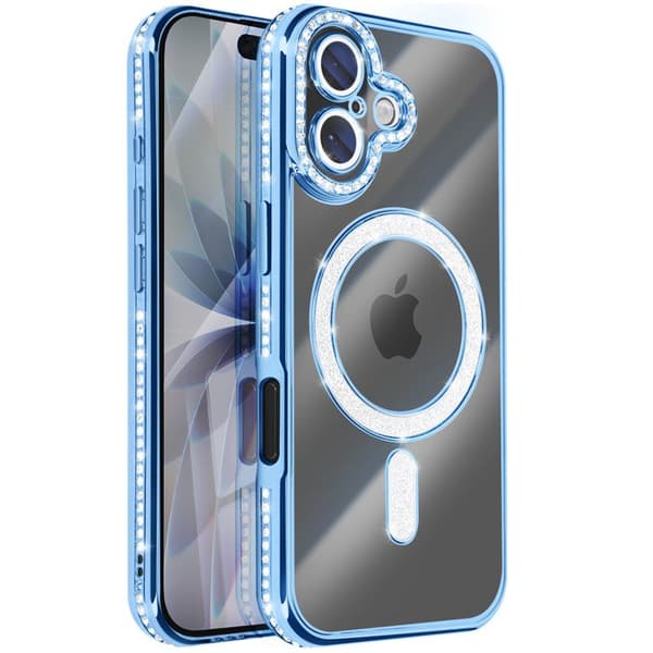 Coque Magsafe - AVIZAR - iPhone 17 - Lys blå - Strassé - Optimal beskyttelse Blå