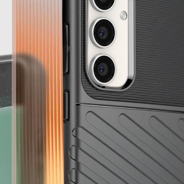 Blødt etui - AVIZAR - Samsung Galaxy S23 FE - stribet design - skridsikker - Sort Svart
