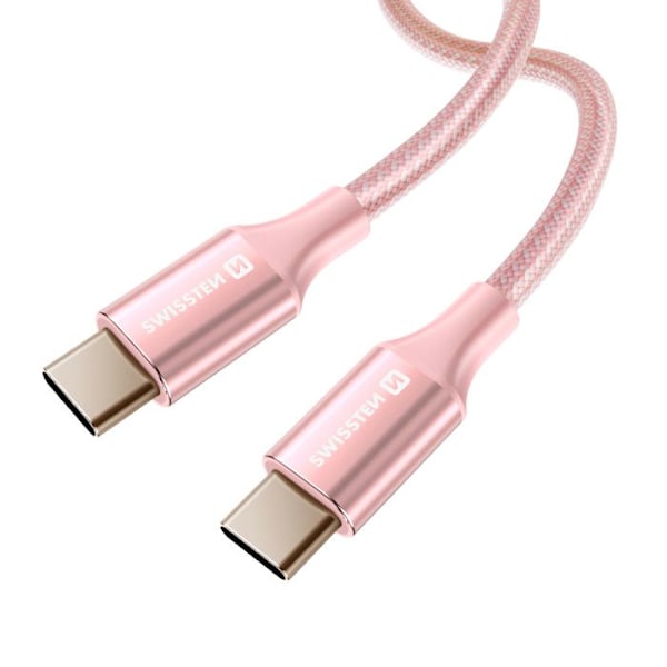 USB-C kaapeli USB-C:lle punottu solmimaton Swissten Vaaleanpunainen Rosa