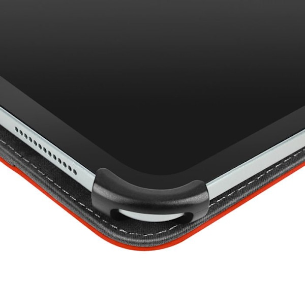 Retro etui til 10 tommer tablet, justerbar støtte og kortholder i rød.