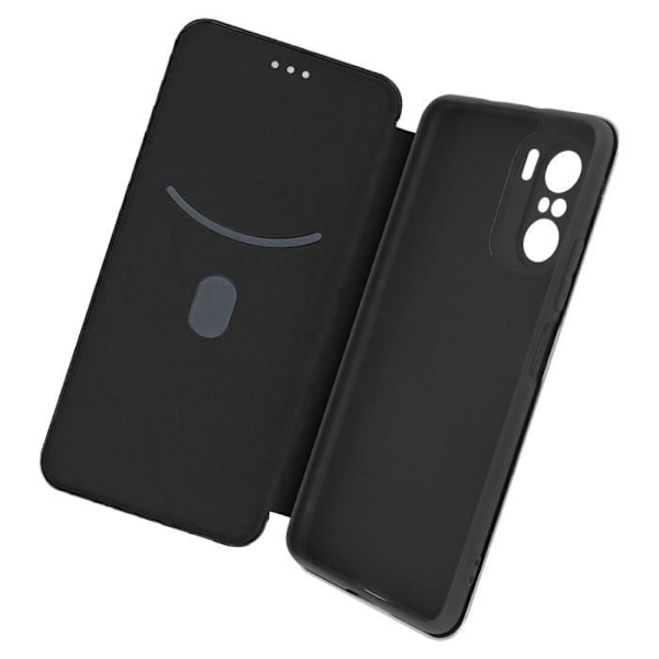 Fodral - Xiaomi - Poco F3 - Ekoskinn - Kolfiberlook - Mjuk - Inkluderad handledsrem Svart