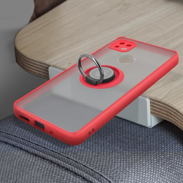 "Coque - Xiaomi - Redmi 9C - Metallring - Videostöd - Stötabsorberande Röd" Röd
