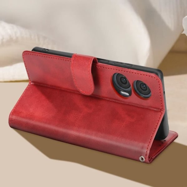 Fodral till Motorola Edge 50 Fusion Handledsrem Flip Stand Plånbok Röd Röd