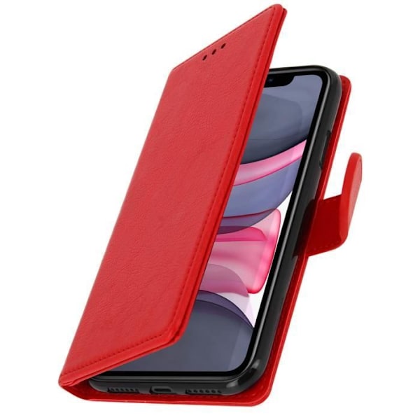 Étui - AVIZAR - iPhone 11 - Helt Cover - Kortlomme - Støttefunktion Rød Röd