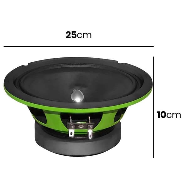 Bilhøjttaler 10 tommer 450W 25×25cm Følsomhed 95dB Sort / Grøn