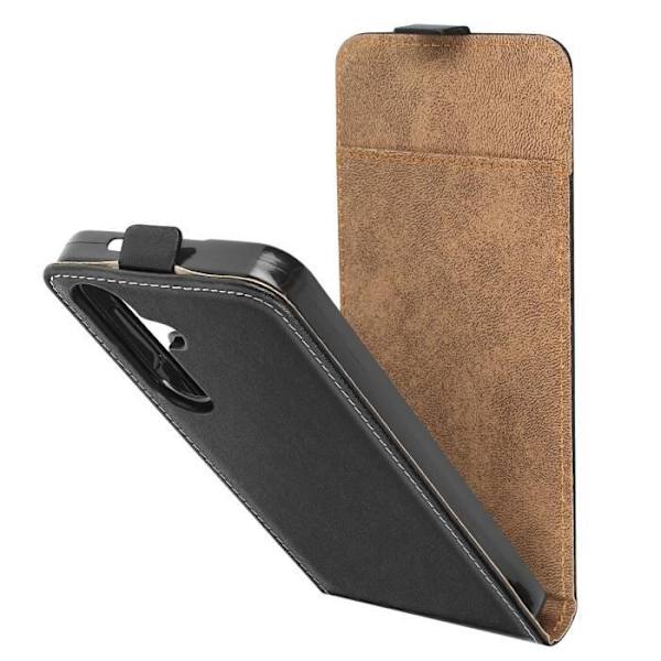 AVIZAR Vertical Flip Case til Samsung Galaxy S24 - Sort - Halvstiv skal - Kortopbevaring Svart