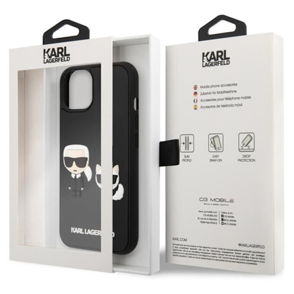 Cover til iPhone 13 Pro Max - KARL LAGERFELD - Bi-materiale - Forhøjede kanter - Sort Svart
