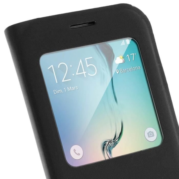 Window Flip Case til Samsung Galaxy S6 - Sort Cover Svart