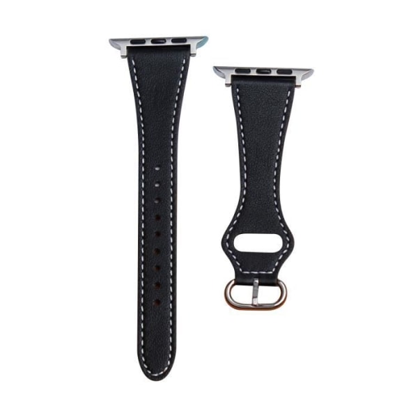 Armbånd til Apple Watch - AVIZAR - Syntetisk Læder Sort - 41mm/40mm/38mm - Justerbart - Behageligt Svart