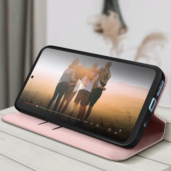 AVIZAR kotelo Xiaomi Redmi Note 12 4G:lle - Vaaleanpunainen - Magneettinen läppä ja korttiteline Rosa