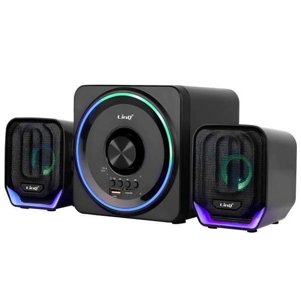 Bluetooth PC-højttaler - LinQ - Sort - Jackstik 3,5 mm - Micro SD-port - Kompakt design Svart
