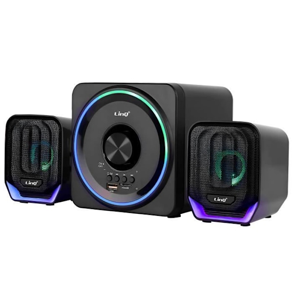 Bluetooth PC-højttaler med 3,5 mm stik + USB - LinQ Micro SD-port Sort Svart