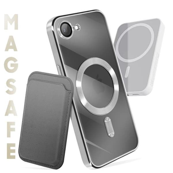 Coque - ADVARSEL - iPhone 16e - Silikone Sølv - Stødbeskyttelse - Anti-gulning Grå