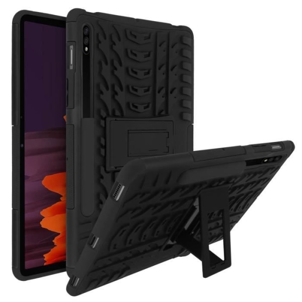 Taske til Samsung Tab S7 Plus 12.4 og S8 Plus Stødsikker Hybrid Kickstand Stand Sort