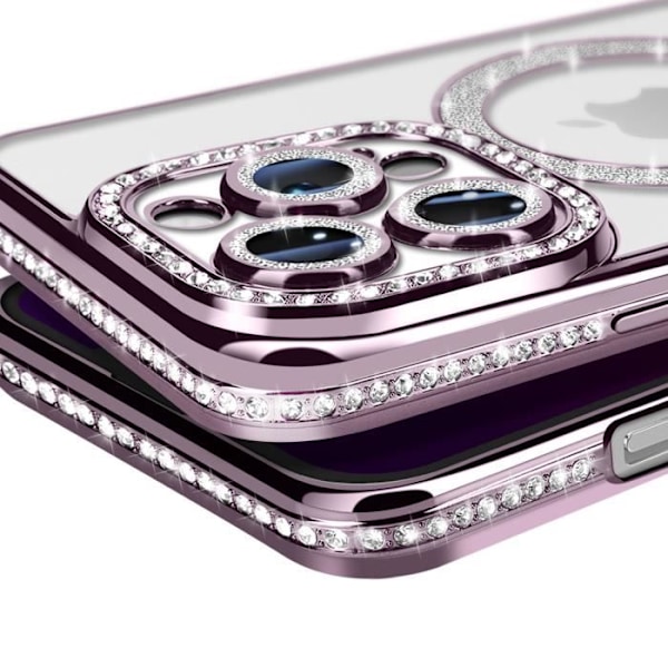 Coque Diamant pour iPhone 13 Pro MagSafe Contour Strass Violet Lila