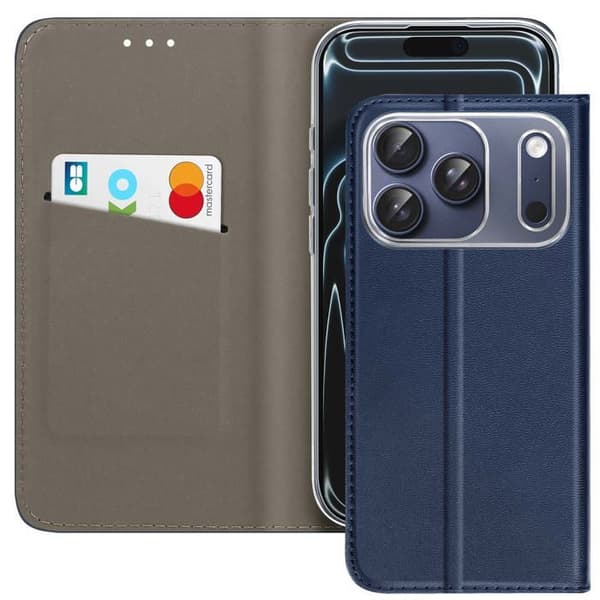 Folio-kotelo - AVIZAR - iPhone 17 Pro Max - Keinonahka - Korttipideteline - Video-tuki Blå