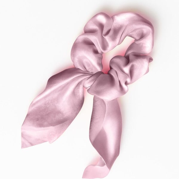 Chouchou Lyhyt Satiini Hiuskumit Kukka Elegantti Vaaleanpunainen Rosa
