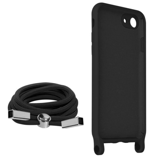 Lanyard Case iPhone 7, 8, SE 2020 ja 2022 puolijäykkä kaulahihna musta Svart