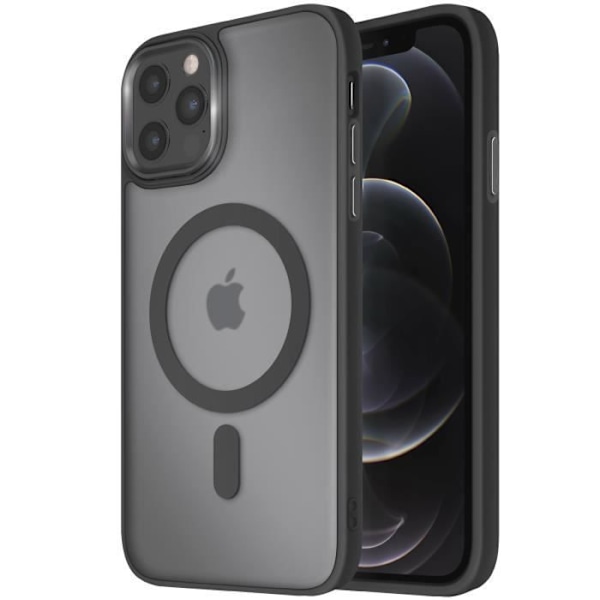 MagSafe-kuoret iPhone 12 Pro Max Matte Frosted Takakuori Musta Reunus Svart