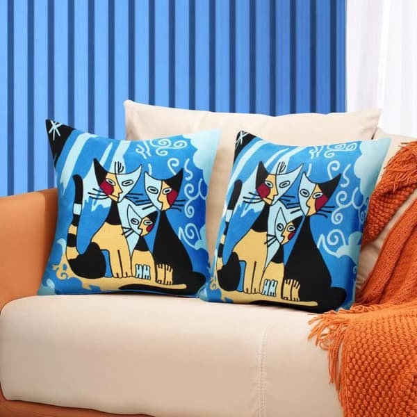 Kuddfodral - AVIZAR - Pack om 2 - 45x45 cm - Broderade - Multifärgad - Chic Flerfärgad