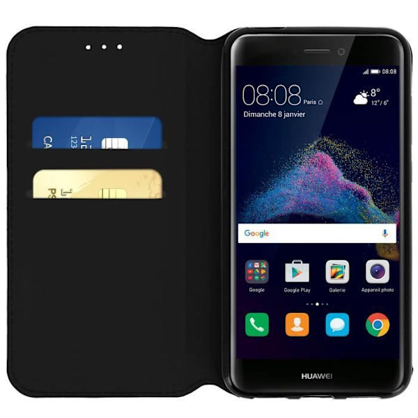 Folio plånbok - AVIZAR - Huawei P8 Lite 2017 - Svart - Semihård - Lock Svart