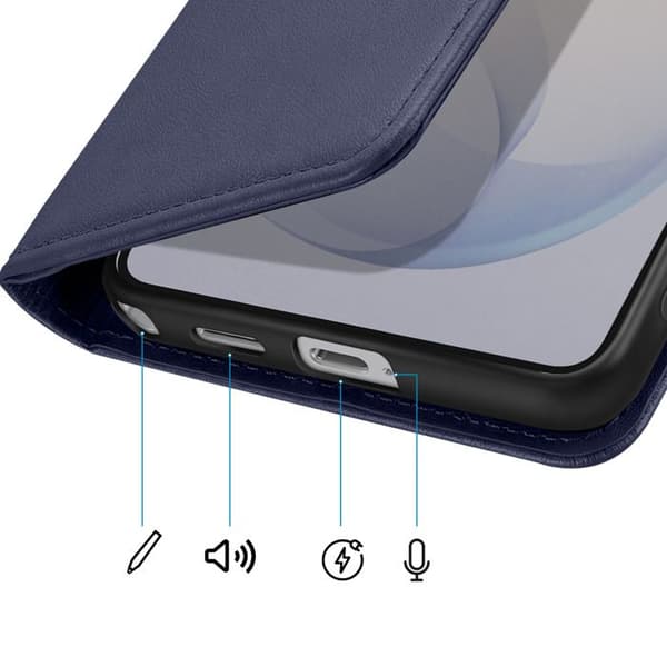 Plånboksfodral för Galaxy S26 Ultra med handledsrem och videostöd i midnattsblå Blå