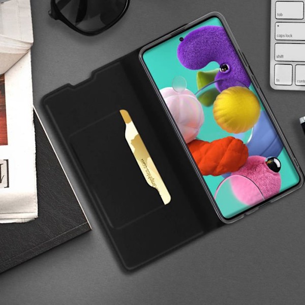 Samsung Galaxy A51 Kotelo Korttipidike Video Tuki Akashi Musta Svart