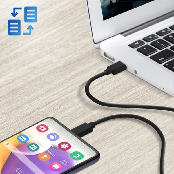 USB-C-kabel - AVIZAR - 2m - Power Delivery - Hurtig overførsel - Sort Svart
