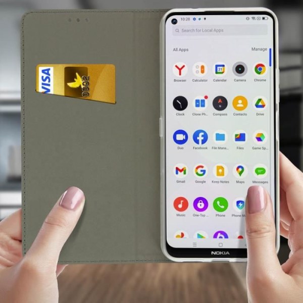 Étui Folio AVIZAR til Nokia 3.4 - Øko-læder - Støtte - Magnetisk flap - Mørkeblå midnattsblå
