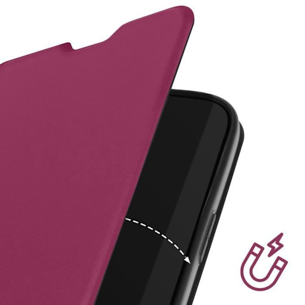 Fodral till iPhone 16 Pro Max - AVIZAR - Soft touch - Korthållare - Videostöd - Burgundy Röd