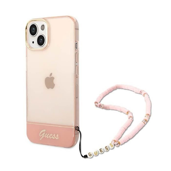 Guess Translucent Pearl Strap - Etui til iPhone 14 Plus (Pink) - 3666339064297