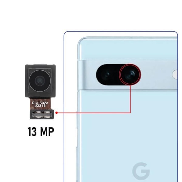 Bagkamera 13MP - AVIZAR - Google Pixel 7a - Ultra Vidvinkel - Sort - Erstatning Svart