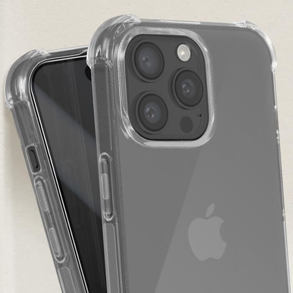 Fodral för iPhone 15 Pro AVIZAR - Stötsäker förstärkta hörn + 9H transparent härdat glas Transparent