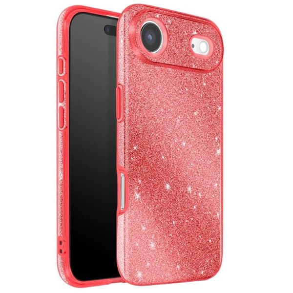 Cover - ADVARSEL - iPhone Air - Bi-Materiale - Glitrende - Rød Röd