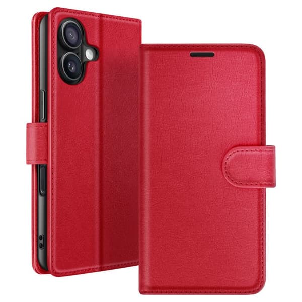 Mappe - ZANAÉ - iPhone 16 Plus - Rød - Vandret Støtte - Magnetisk Lukning Röd