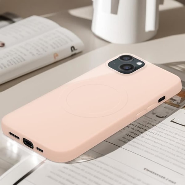 Magsafe Cover til iPhone 15 plus Silikone Soft-touch Mag Cover Powder pink Puderrosa