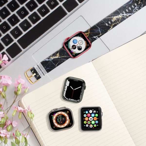 Rem til Apple Watch 41 / 40 / 38 mm silikone med sort marmormønster