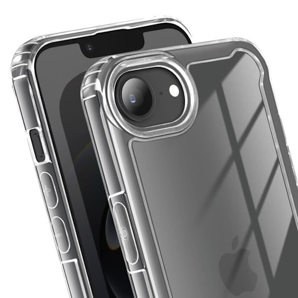 iPhone 16e Kova Kuori Vahvistetut Kulmat Kohotetut Reunat Läpinäkyvä Transparent